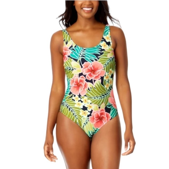 NEW HURLEY One-Piece Swimsuit in Pink Poppy Tropics Floral - Size Small - Picture 1 of 3
